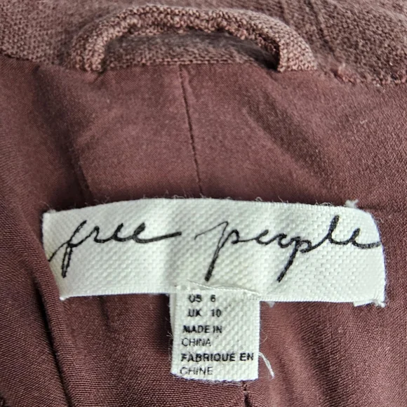 Free People Misha Linen Blend Oversized Chocolate Lava Blazer Jacket Size 6 - Picture 4 of 16